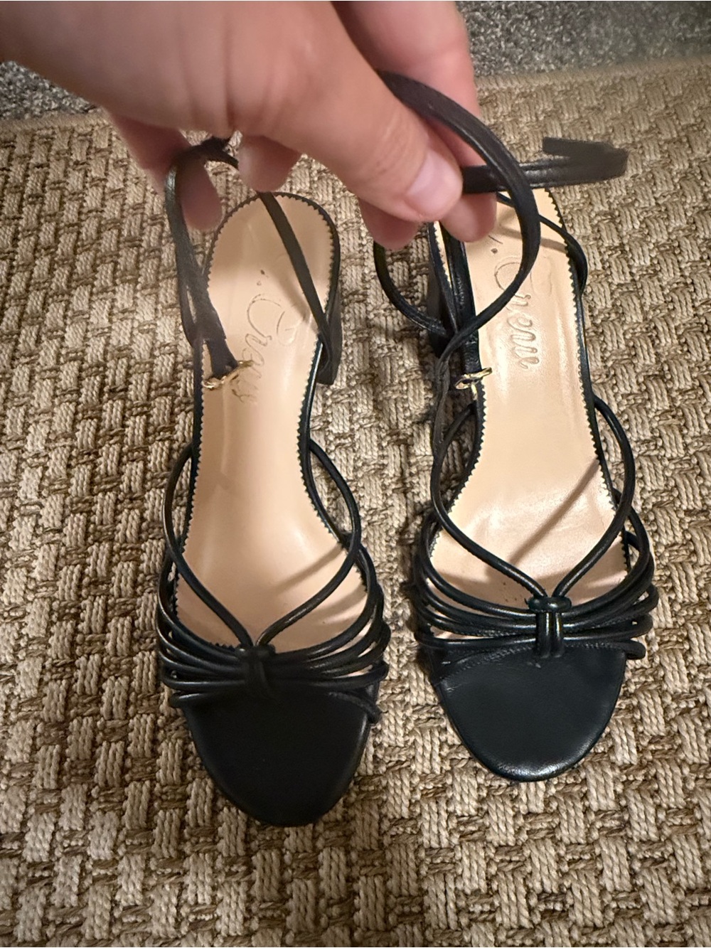 J. crew leather ankle strap block heels